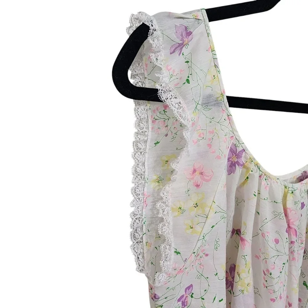 Vintage Colony Club Nightgown S Oversized Floral Lace Cottagecore Granny